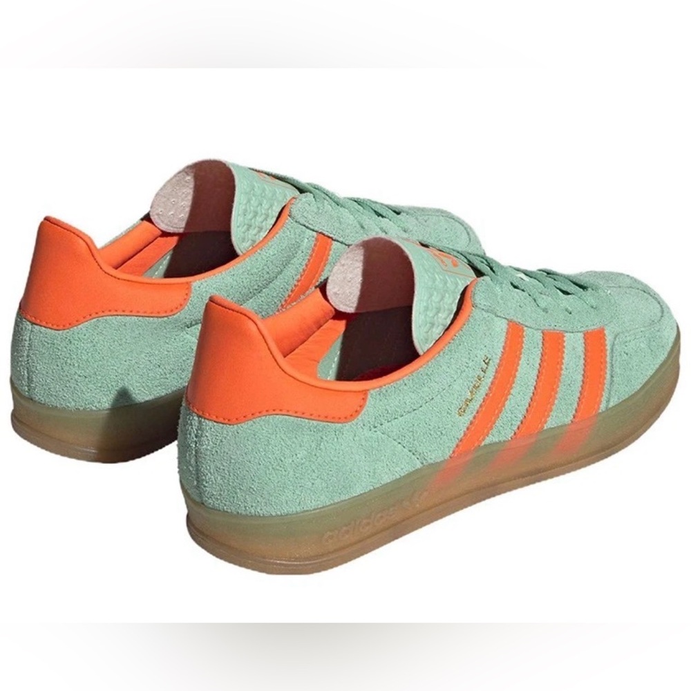 adidas Originals Mint Green Suede Sneakers with Orange Accents - Picture 6 of 11